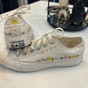 Converse All Star White with Floral Embroidery